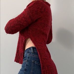 Red crocheted sweater